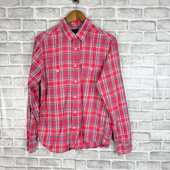 UNTUCKit Pink & Blue Plaid Double Pocket Casual Button Down Shirt MEDIUM Slim Fi - Picture 2 of 7
